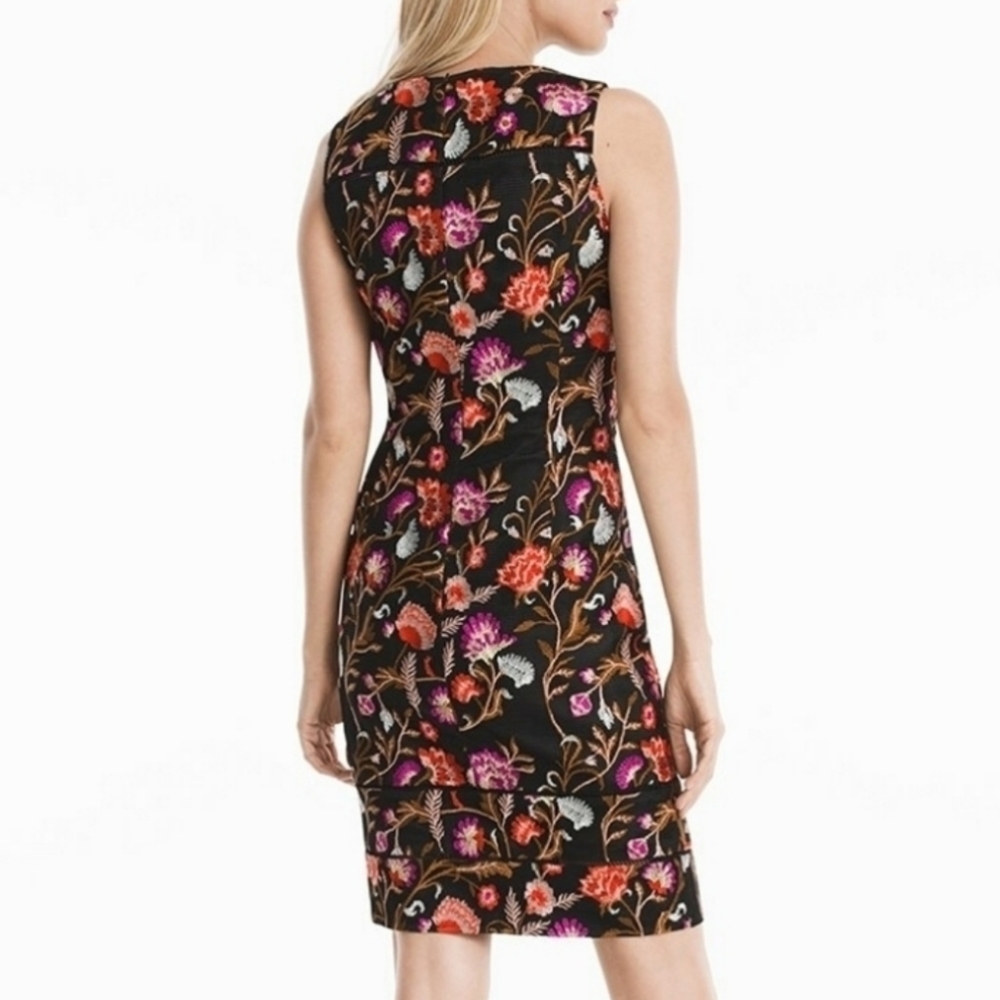 White House Black Market Embroidered Floral Sheath Dress - Picture 3 of 8